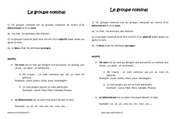 Groupe nominal - Cours, Leçon : 3eme Primaire - PDF gratuit à imprimer