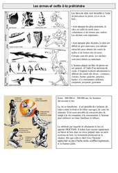Armes et outils à la préhistoire - Exercices : 3eme Primaire - PDF à imprimer