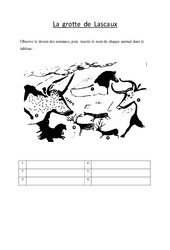 Grotte de Lascaux - Exercices - Les débuts de la pensée et de l’art : 3eme Primaire - PDF à imprimer
