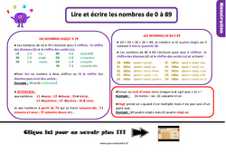 Les nombres de 0 à 89 - Cours, Leçon, trace écrite : 2eme Primaire - PDF gratuit à imprimer