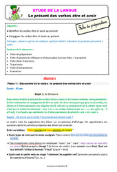 Présent des verbes être et avoir - Étude de la langue - Séquence - Fiche de préparation : 2eme Primaire - PDF à imprimer