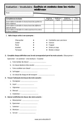 Qualités et combats dans les récits médiévaux - Examen Evaluation, bilan, contrôle avec la correction : 1ere Secondaire - PDF à imprimer