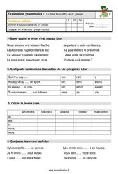 Le futur des verbes en - er - Étude de la langue - Examen Evaluation avec les corrigés : 2eme Primaire - PDF à imprimer