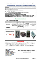 Comment mesurer l’intensité d’un courant électrique ? - Activité expérimentale avec les corrections : 2eme Secondaire - PDF à imprimer