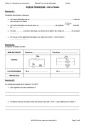La tension - Exercices avec les corrections : 2eme Secondaire - PDF à imprimer