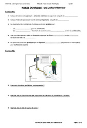 La sécurité électrique - Exercices avec les corrections : 3eme Secondaire - PDF à imprimer