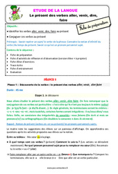 Séquence - Fiche de préparation Le présent des verbes aller, venir, dire, faire - Étude de la langue - Séquence - Fiche de préparation : 2eme Primaire - PDF à imprimer