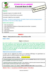 Séquence - Fiche de préparation L’accord dans le GN - Étude de la langue - Séquence - Fiche de préparation : 3eme Primaire - PDF à imprimer
