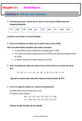 Calculer une moyenne - Statistiques - Exercices avec correction : 1ere Secondaire - PDF à imprimer