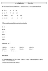 Multiplication - Exercices : 3eme Primaire
