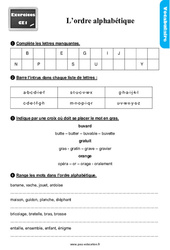 L'ordre alphabétique - Exercices, révisions : 2eme Primaire - PDF à imprimer