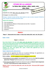 Le futur des verbes - Fiches aller, venir, voir, dire, faire - Étude de la langue - Séquence - Fiche de préparation : 3eme Primaire - PDF à imprimer