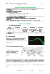 Fibre optique et Internet - Activité documentaire avec les corrections : 3eme Secondaire - PDF à imprimer
