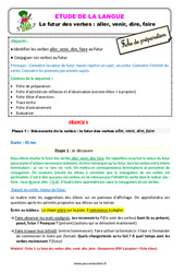 Séquence - Fiche de préparation Le futur des verbes - Fiches aller, venir, dire, faire - Étude de la langue - Séquence - Fiche de préparation : 2eme Primaire - PDF à imprimer