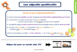 L'adjectif qualificatif - Cours, Leçon, trace écrite : 3eme Primaire - PDF gratuit à imprimer