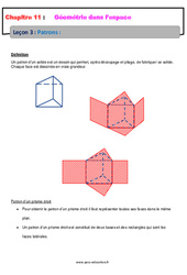 Patrons - Géométrie dans l’espace - Cours : 1ere Secondaire - PDF à imprimer