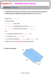 Patrons - Géométrie dans l’espace - Exercices avec les corrections : 1ere Secondaire - PDF à imprimer