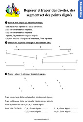 Repérer et tracer des droites, des segments et des points alignés - Exercices, révisions : 2eme Primaire - PDF à imprimer