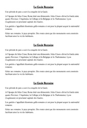 La Gaule Romaine - Cours, Leçon sur l'antiquité - Histoire - : 3eme Primaire - PDF gratuit à imprimer