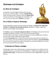 Charlemagne et les Carolingiens - Cours, Leçon - Moyen âge : 4eme Primaire - PDF gratuit à imprimer