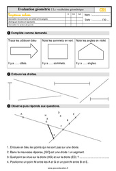 Vocabulaire de géométrie - Évaluation, bilan : 2eme Primaire - PDF à imprimer
