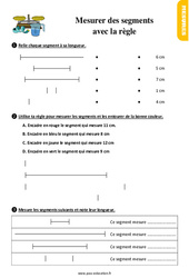 Mesurer des segments avec la règle - Exercices, révisions : 2eme Primaire - PDF à imprimer