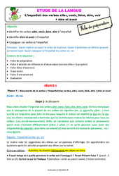 L’imparfait des verbes aller, venir, faire, dire, voir + être et avoir - Étude de la langue - Séquence - Fiche de préparation : 2eme Primaire - PDF à imprimer