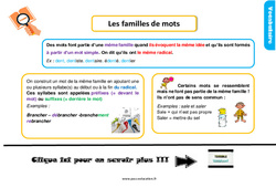 Les familles de mots - Cours, Leçon, trace écrite : 2eme Primaire - PDF gratuit à imprimer