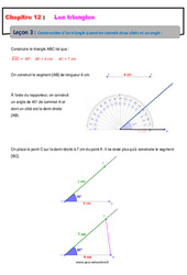 Construction d’un triangle quand on connait deux côtés et un angle - Cours : 1ere Secondaire - PDF à imprimer