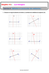 Définition et construction des médiatrices - Les triangles - Exercices avec les corrections : 1ere Secondaire