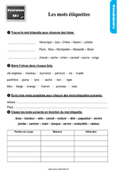 Mots étiquettes - Exercices, révisions : 2eme Primaire - PDF à imprimer