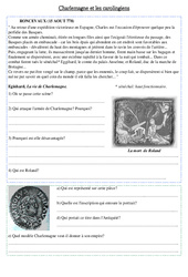 Chanson de Rolland - Charlemagne - Exercices - Moyen âge : 4eme Primaire - PDF à imprimer