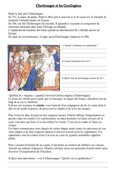 Charlemagne et les Carolingiens - Exercices - Moyen âge : 4eme Primaire - PDF à imprimer