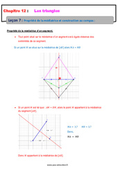Propriété de la médiatrice et construction au compas - Les triangles - Cours : 1ere Secondaire