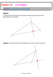 Les hauteurs d’un triangle - Cours : 1ere Secondaire - PDF à imprimer