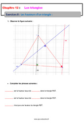 Les hauteurs d’un triangle - Exercices avec les corrections : 1ere Secondaire - PDF à imprimer