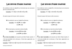 Lettres finales muettes - Cours, Leçon : 5eme Primaire