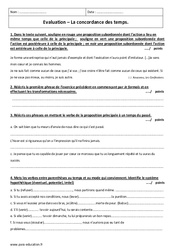 Concordance des temps - Examen Evaluation avec le corrigé : 3eme Secondaire - PDF à imprimer