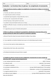 Fonctions liées à la phrase - Examen Contrôle  : 3eme Secondaire - PDF à imprimer