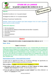 Le passé composé des verbes en - er - ir - Étude de la langue - Fiche de préparation : 3eme Primaire - PDF à imprimer