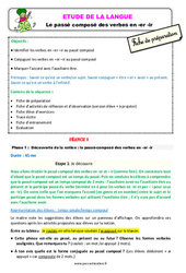 Séquence - Fiche de préparation Le passé composé des verbes en - er - ir - Étude de la langue - Séquence - Fiche de préparation : 3eme Primaire - PDF à imprimer