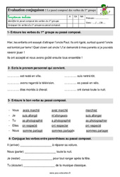 Le passé composé des verbes en - er - Étude de la langue - Examen Evaluation avec la correction : 2eme Primaire - PDF à imprimer