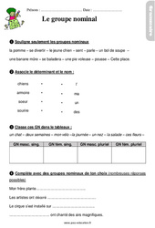 Le groupe nominal - Étude de la langue - Exercices avec les corrigés : 2eme Primaire - PDF à imprimer
