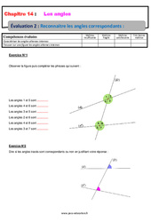 Reconnaître les angles correspondants - Examen Evaluation, bilan, contrôle avec la correction : 1ere Secondaire - PDF à imprimer