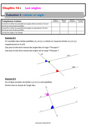 Calculer un angle - Examen Evaluation, bilan, contrôle avec la correction : 1ere Secondaire - PDF à imprimer
