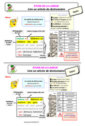 Lire un article de dictionnaire - Étude de la langue - Cours, Leçon : 2eme Primaire