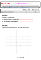 Définition du parallélogramme - Examen Evaluation, bilan, contrôle avec la correction : 1ere Secondaire