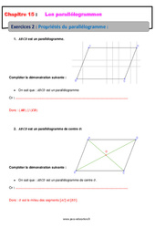 Propriétés du parallélogramme - Exercices avec les corrections : 1ere Secondaire - PDF à imprimer