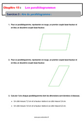 Aire du parallélogramme - Exercices avec les corrections : 1ere Secondaire - PDF à imprimer