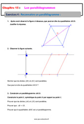 Reconnaitre un parallélogramme - Exercices avec les corrections : 1ere Secondaire - PDF à imprimer